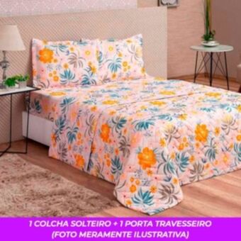Vest Casa Kit cobre leito colcha solteiro col vidaecor 2 peças liberty cartoon vestcasa oferta