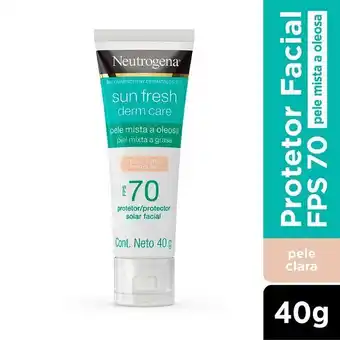 Droga Raia Protetor solar facial neutrogena sun fresh derm care pele clara fps70 com 40g oferta
