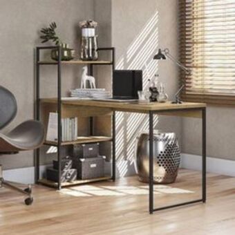 Lojas Certel Mesa para escritório kappesberg 3 prateleiras li010 freijó/preto oferta