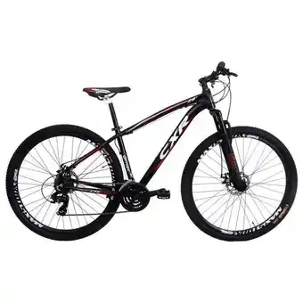 Bicicleta aro 29 cairu al cxr 21 marchas freio a disco em alumínio - pto/bco/verm