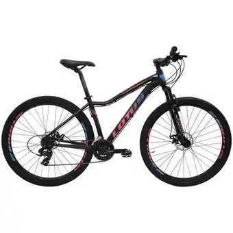 Bicicleta aro 29 cairu angel 21 marchas freio a disco em alumínio - pto/azul/rosa