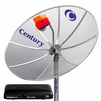 Kit antena century multiponto cinza com receptor digital midiabox b4 usb preto