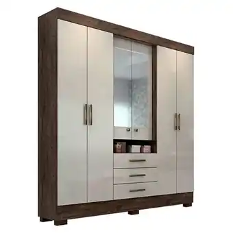 Armazém Paraíba Guarda-roupa acp débora 6 portas 3 gavetas em mdf café off white oferta