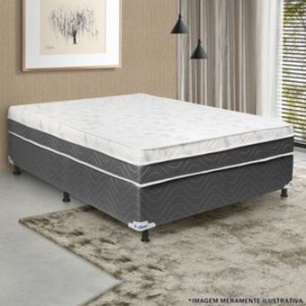 Lojas Guido Conjunto box casal spring flex new 1,38x1,88 (60cm de altura) floral /branco e cinza oferta