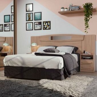 Cabeceira novita plus 2021 - 1.40/1.60 com mesa de apoio (extensiva para box de casal ou queen)./carvalho naturalle