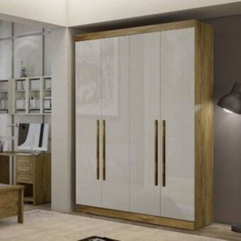 Lojas Guido Roupeiro 4 portas genova plus 1,80m c/pes ./rovere/off white oferta