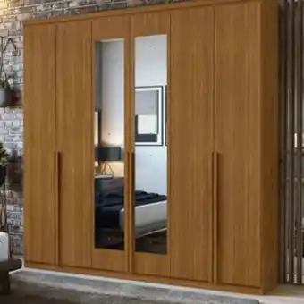 Roupeiro 6 portas 2,30m lopas alonzo 2021 com espelho ./rovere naturale