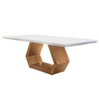 Lojas Guido Mesa ane (tampo 2,20 x 1,10) com vidro off white cp det 175 ./imbuia/off white oferta