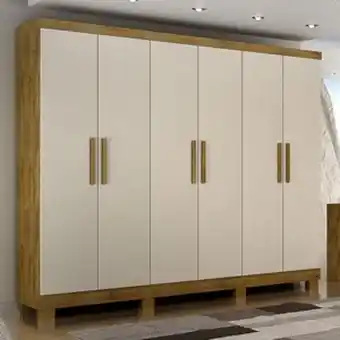 Lojas Guido Roupeiro 6 portas sergipe 1,80m c/pes ./rovere/off white oferta