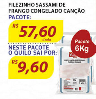 Assaí Atacadista Filezinho Sassami de Frango Congelado Cancao 6kg oferta