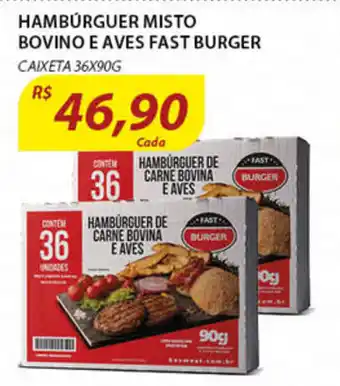 Hmaburguer Misto Bovino e Aves Fast Burger 36x90g