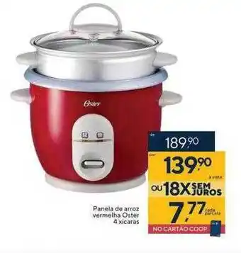 Panela De Arroz Vermelha Oster 4 Xícaras