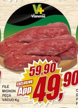 Vianense Supermercados File MIgnon peca vacuo 1kg oferta