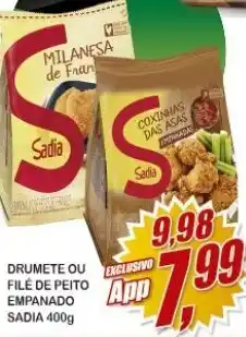 Vianense Supermercados Drumete ou File de Peito Empanado Sadia 400g oferta