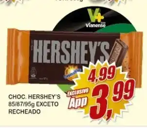 Choc. Hershey's 85/87/95g Exceto Recheado