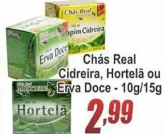 Chas Real Cidreira, Hortela ou Erva Doce 10g/15g