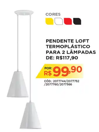 Casa Show Pendente Loft Termoplastico para 2 Lampada oferta