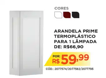 Arandela Prime Termoplastico Para 1 Lampada