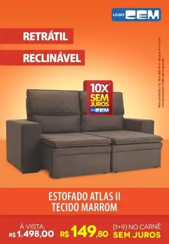 Lojas Cem Estofado Atlas II Tecido Marrom oferta