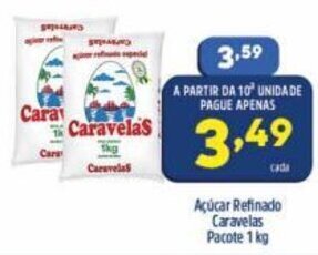 Acucar Refinado Caravelas pacote 1kg