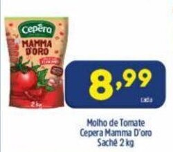 Arena Atacado Molho de Tomate Cepera Mamma D'oro sache 2kg oferta
