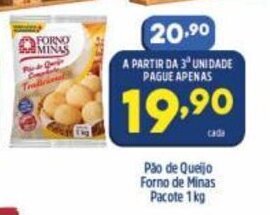 Arena Atacado Pao de Queijo Forno de Minas pacote 1kg oferta