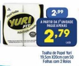 Arena Atacado Toalha de papel Yuri 19.5cm x 20cm 50 folhas com 2 rolos oferta
