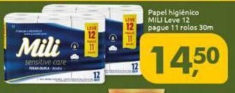 Supermercados Nori Papel Higiénico Mili Leve 12 pague 11 rolos 30m oferta