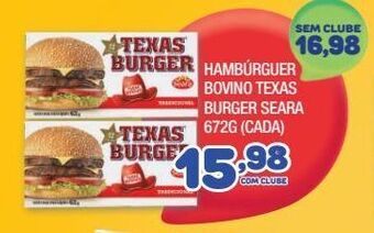 Costazul Supermercados Hambúrguer bovino texas burger seara 672g (cada) oferta