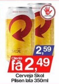Supermercados Gricki Cerveja Skol Pilsen lata 350ml oferta
