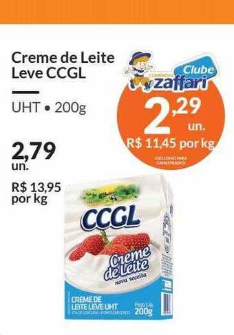 Zaffari Creme De Leite Leve Ccgl oferta