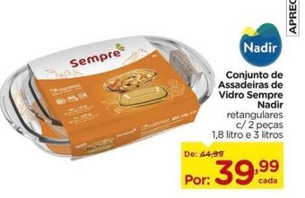 Carrefour Conjunto de Assadeiras de Vidro Sempre Nadir oferta