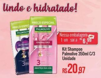 Mart Minas Kit shampoo palmolive 350ml c/3 unidade oferta
