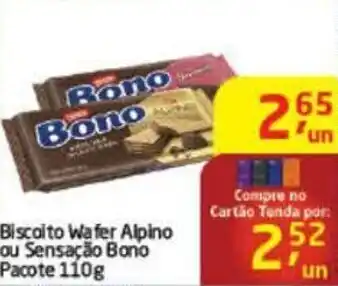 Tenda Atacado Biscoito Wafer Alpino ou Sensacao Bono pacote 110g oferta