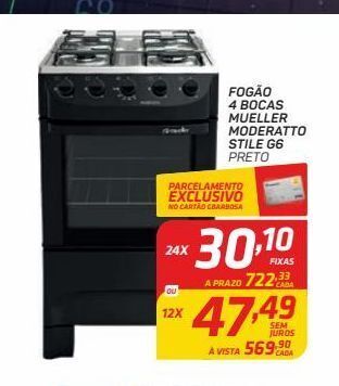 GBarbosa Fogão 4 bocas mueller moderatto stile g6 oferta
