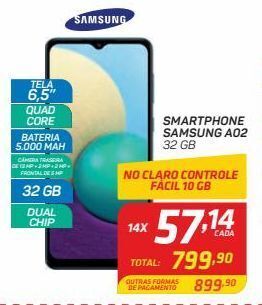 GBarbosa Smartphone samsung a02 32 gb oferta