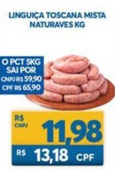Atacadão Centro Sul Linguica Toscana Mista Naturaves 1kg oferta