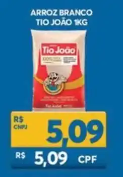 Atacadão Centro Sul Arroz Branco Tio Joao 1kg oferta