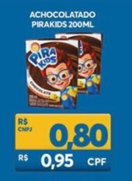 Atacadão Centro Sul Achocolatado Pirakids 200ml oferta