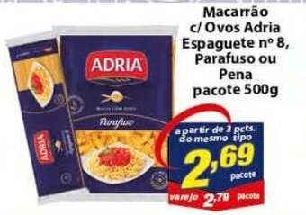 Vencedor Atacadista Macarrao c/ Ovos Adria Expaguete n8 Parafuso ou Pena pacote 500g oferta