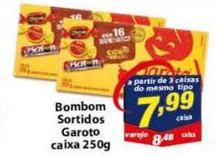 Vencedor Atacadista Bombom Sortidos Garoto caixa 250g oferta