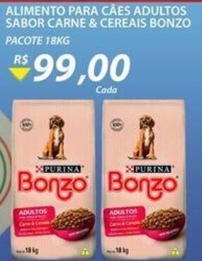 Assaí Atacadista Alimento para caes Adultos sabor Carne & Cereais Bonzo 18kg oferta