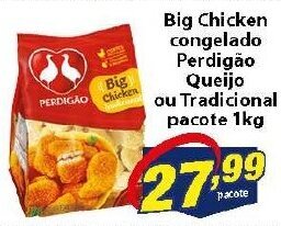 Vencedor Atacadista Big Chicken congelado Perdigao Queijo ou Tradicional pacote 1kg oferta