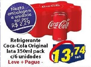 Vencedor Atacadista Refrigerante Coca Cola Original lata 350ml pack c/6 unidades oferta