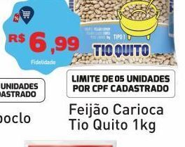 Tonin Superatacado Feijão carioca tio quito 1kg oferta