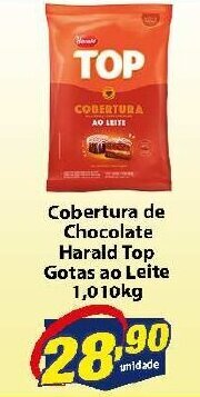 Vencedor Atacadista Cobertura de Chocolate Harald Top gotas ao Leite 1.01kg oferta