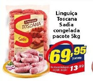 Vencedor Atacadista Linguica Toscana Sadia Congelada pacote 5kg oferta