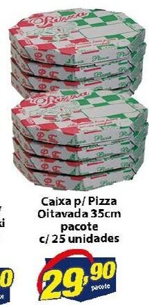 Vencedor Atacadista Caixa p/ Pizza Oitavada 35cm pacote c/25 unidades oferta