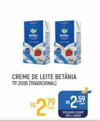 Supermercado Guará Creme de leite Betania Tp 200g oferta