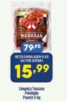 Arena Atacado Linguica Toscana Perdigao pacote 5kg oferta